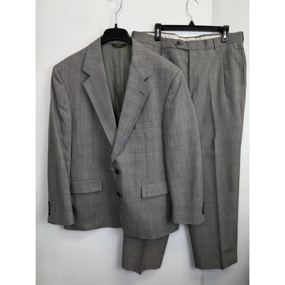 Vintage Hunter Haig‎ Men's 2 Pc Set 44R Blazer 36x31 Pant USA Made Plaid Jacket